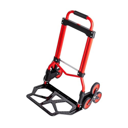 Diable pliable robuste et léger sur roues, diable multi-usage pour déménagement de bagages, courses et cargaison, rouge