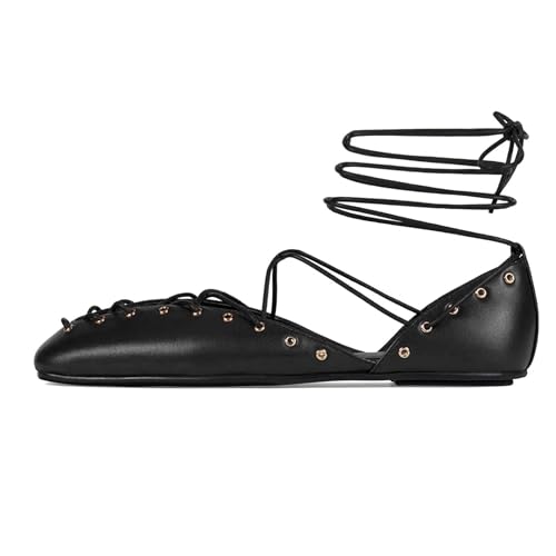 Ballet Flats Shoes for Women Lace Up Mary Janes Comfortable Slip On Ballerina Flats Casual Office Dress Shoes