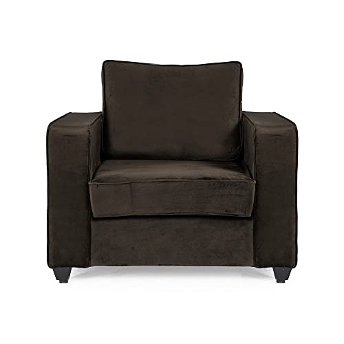 Image of Wakefit Sofa Set | 3 Year Warranty | Sofa 1 Seater, 1 Seater Sofa for Living Room, Wooden Sofa Set, Sofa Set Single Seater - Napper(Fabric-Velvet : Stone)
