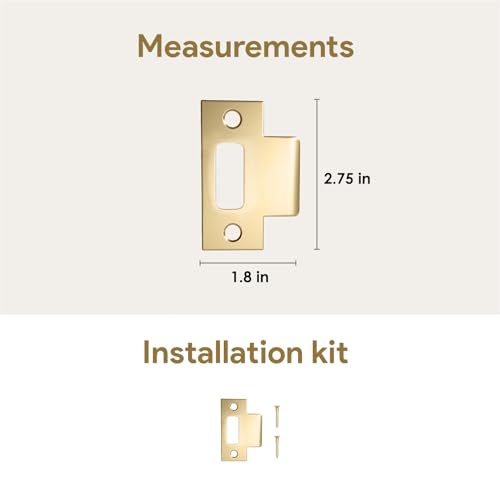 Image of Mega Handles T-Strike Door Plate - Durable Door Strike Plate, Gold Strike Plates for Interior Doors