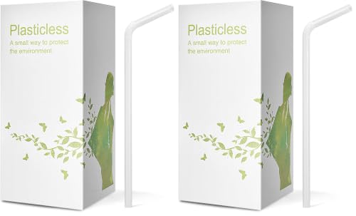 Image of 200 Count 8.25 inch Eco-friendly Bendable Compostable PLA Straws - KTOB Plasticless Biodegradable Flexible Drinking Straws (Pack of 2)