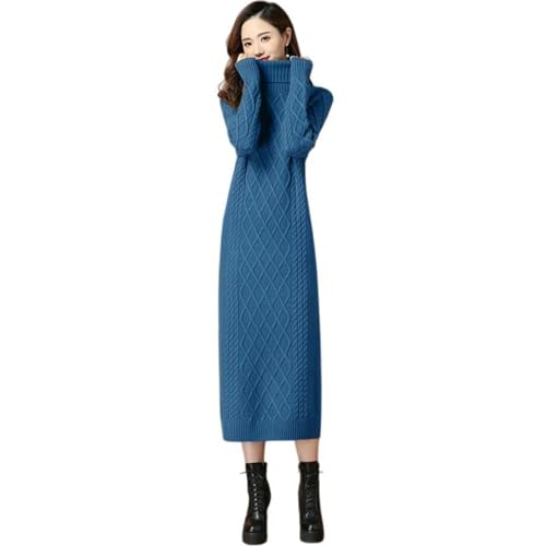 Robe tricotée longue col haut vêtement réconfortant pour la saison hivernale