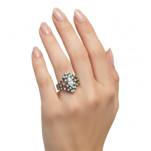 Image of Choose Your Gemstone Royal Empress Ring rose gold plated Marquise Shape Halo Engagement Rings Affordable for your Girlfriend, Wife, Partner Wedding US Size 4 to 12