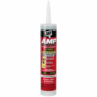 DAP 7079800763 3.0 Kitchen/Bath Adhesive Caulk, Clear, 9-oz. - Quantity 12
