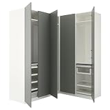 Fabricado en Suecia ProTuning PAX Armario esquinero, blanco/Reinsvoll gris-verde, 210/160x236 cm