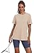 OFEEFAN Women's Summer Tops Women Beach Fashion Womens Athletic Shirt Light Khaki XL