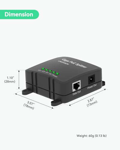 Divisor PoE Gigabit LINOVISION de 30 W, salida CC de 5 V/9 V/12 V/18 V, entrada de voltaje amplio de 36-57 V, estándar IEEE 802.3af/at, para cámaras de seguridad, control de acceso y dispositivos IoT miniatura 6