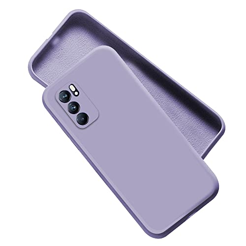 Image of A rtistque Liquid TPU Silicone Matte Shockproof Flexible with Camera Protection Soft Back Cover Case for Oppo Reno 6 Pro 5G - Purple