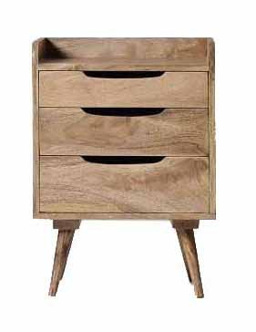 APRODZ Mango Wood Serpa Stylish Bedside Table for Bedroom Living Room with 3 Drawer End Table | Multicolor Finish