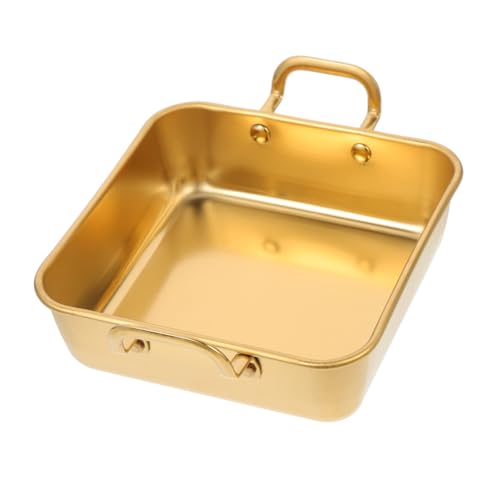 Ipetboom Bandeja Cuadrada Inoxidable con Asas Molde Reutilizable para Hornear Pasteles y Postres Resistente y Portátil para Cocina Dorada