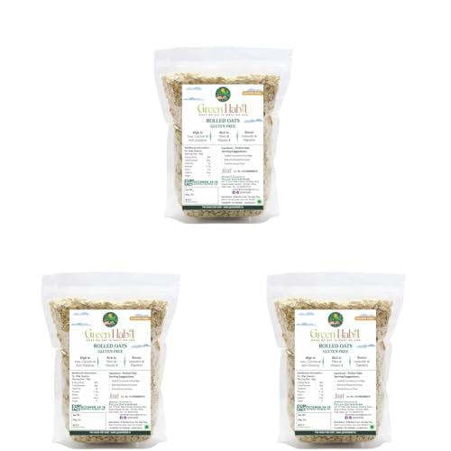 Image of Greenhabit Green Habit Gluten Free Rolled Oats (500 Gram Pack) (Pack of 3)