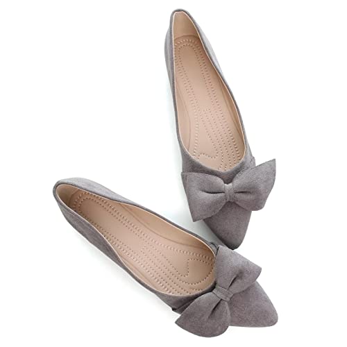 Stunner Women's Colorful Contrast Color Bow Ballerina Flat Shoes Pointy Toe Beautiful Dress Ballets Flats for Wedding2