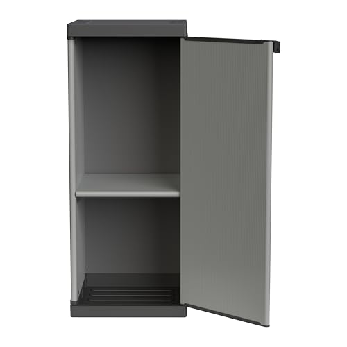 Adventa Armoire en résine de PVC et PP, 1 Porte, 1 étagère, Facile à Monter, système modulaire, Durable, adaptée à l'intérieur et à l'extérieur, 34 L...