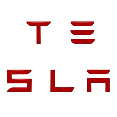 Image of for Tesla Letters Decal Logo Rear Emblems, 3M Adhesive Compatible with Model 3 Y S X (Red)