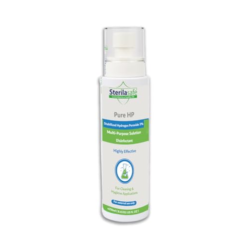 Sterilasafe Committed to a healthy life Pure HP Food Grade Hydrogen Peroxide 3% H2O2 Natural Cleaner NO chemical First Aid Antiseptic Spray (250 ml)