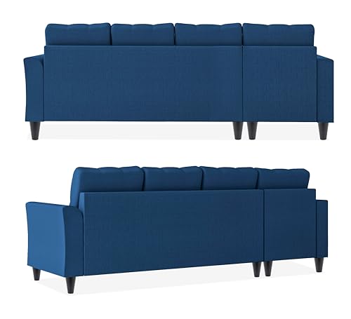 Image of Adorn India Maddox Tufted L Shape 6 Seater Sofa Set Lhs (Blue) (3 Year Warranty)