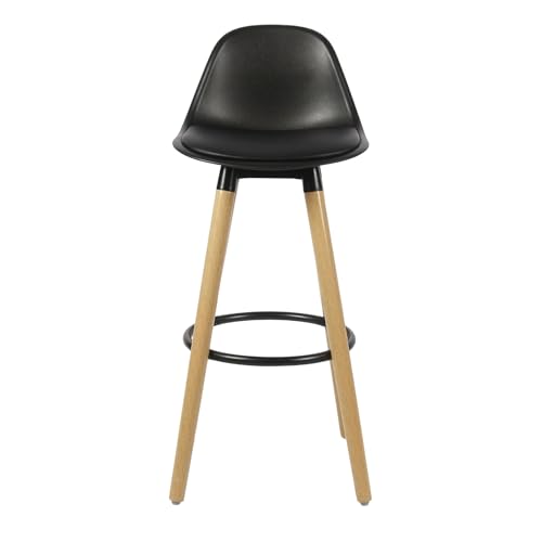 Image of Creative Bar Stool Eiffel Natural Wood Bar Stool - 28 Inch Seat Height Living Rooms, Dining Rooms, Lobby, Reception| (Pack of 2) | (Black)