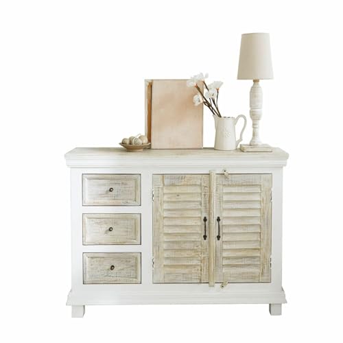 Loberon Commode Nevellique, Blanc Vieilli/Marron Vieilli