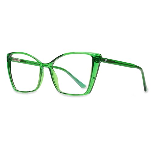 Image of Blue Light Blocking Glasses for Women, Oversized Trendy Cat Eye Computer Gaming Glasses Anti Glare & UV Glare RF6204 (Basil Green Cateye Frame)