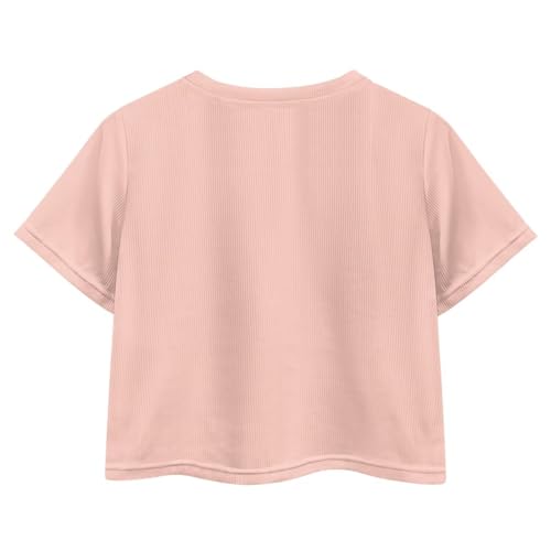 Image of Girls Fashion Crewneck Tee Shirts Casual Short Sleeve Crop Top Summer Outfits 5-14 Year