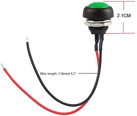 RUNCCI-YUN 7pcs 12mm Waterproof Momentary Push Button Switch, Mini Push Button Horn Switch, round push button switch, push button switch 12v,momentary power switch, with Pre-soldered Wires