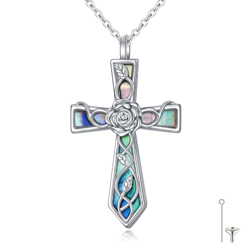 Ashes Necklace Sterling Silver Urn Necklaces for Ashes Cross/Infinity Cremation Jewelry for Human Pet Ash Keepsake Necklace Memorial Gift for Women Men