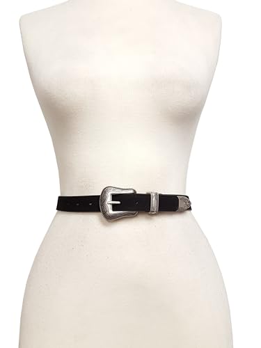 Genuine Suede Leather Belt w. Western Buckle set2