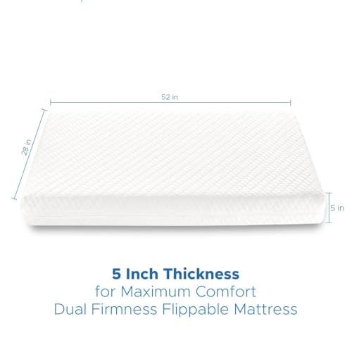 Image of SCHNAUZER HOME Crib Mattress, Dual-Sided Breathable Baby and Toddler Memory Foam Mattress with Removable and Washable Cover, 100% Knitted Fabric, Fits Standard Cribs and Toddler Beds, 52 inch x 28 inch x 5 inch