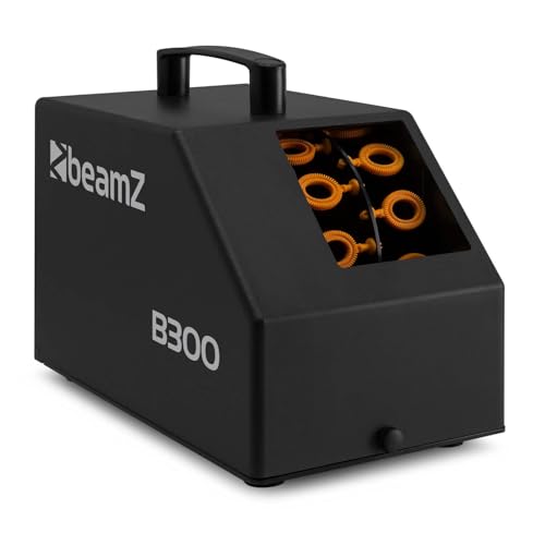 BeamZ B300 Máquina de burbujas, 10.000 burbujas por minuto, 25 W, máquina de burbujas infantil, máquina de burbujas con mando a distancia y asa, pompero de jabón para bodas, máquina de efectos - Negro