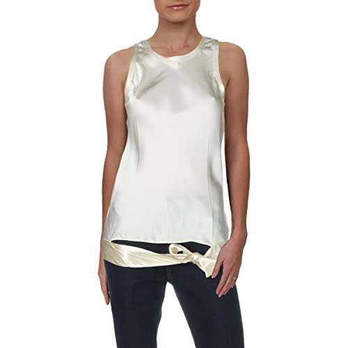 Helmut Lang Womens Satin Tied Hem Tank Top Ivory XS at Amazon