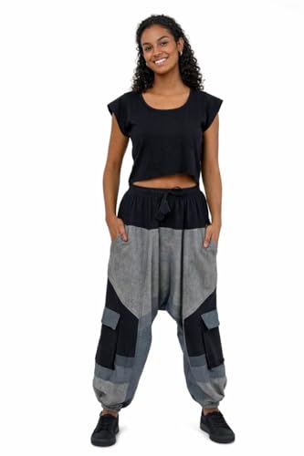 Sarouel Cargo Unisexe Inkshade noir à coupe ample et grandes poches latérales pratiques