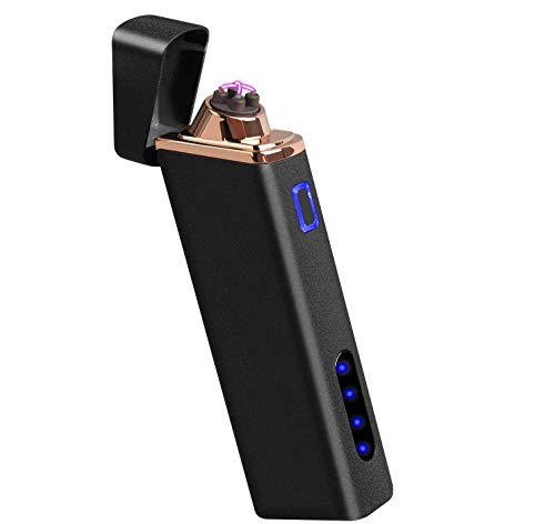 Electric Lighter, Plasma Arc Lighter USB Rechargeable Windproof Flameless Lighter with Battery Indicator for Fire, Cigarette, Pipes