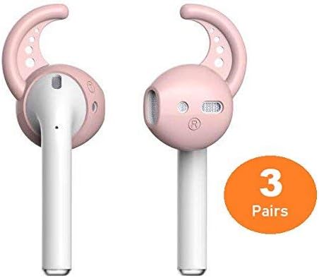 6 Piece (3 Pairs)  Silicone Ear Hooks Tips Cover Skins Accessories Compatible With Apple Airpods and EarPods Headphones Earphone Earbuds, One Size Fits All (Pink)