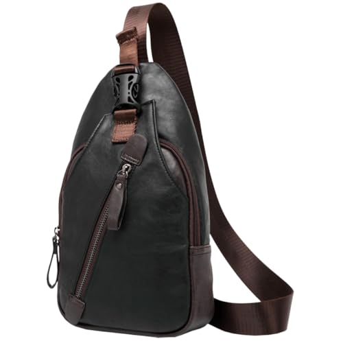 Sac de poitrine multifonction Lurrose avec poche unique en cuir