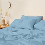 Kotton Culture Custom size Sheets 4 Piece 100% Egyptian Cotton 600 Thread Count Soft Organically Grown Crisp Cooling Cotton Sheets Thick with Deep Pocket Snug Fit Smooth Sateen Weave (Sky Blue)