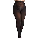 Frola Plus Size Tights for Women Semi Opaque Control Top High Waist Stockings 60 Denier Women's Pantyhose(4X-Langer,Black)