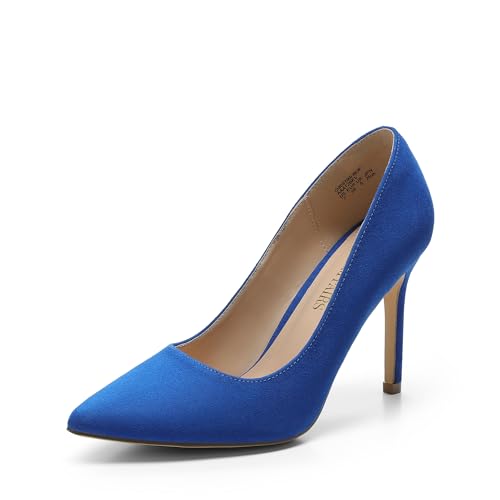 DREAM PAIRS Women's Closed Toe High Heels Dress Pointed Toe Wedding Pump Shoes,Size 9,Royal/Blue