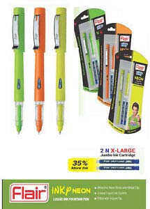 Flair Inky Neon Blue Fountain Pen with 2 Unit Jumbo Ink Cartridge ...