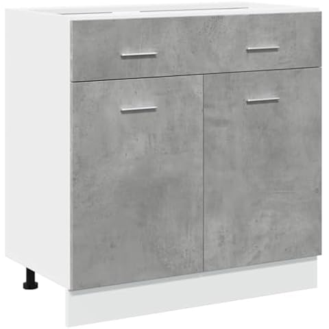 vidaXL Armoire de Plancher à tiroir Gris béton 80x46x81,5 cm Aggloméré Cover