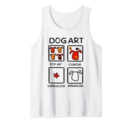 Dog Art Tank Top, White, S