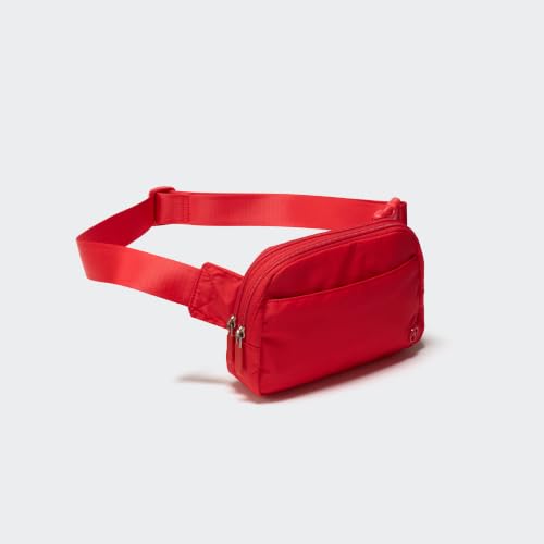Image of Pander Nylon Fanny Pack Belt Bag for Women with 5 Zipper Pockets, Red