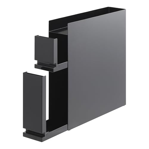 YAMAZAKI 4335 TOWER 2~Tiered Sliding Seasoning Rack, black, Steel/Polypropylene, 12.5 x 50~93 x 52.5 cm