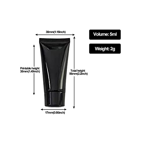 Ewanda Store 5Ml Sample Packing Bottles Jars,50 Pcs Empty Refillable Plastic Tubes Cosmetic Mini Makeup Containers For Body Lotion Shampoo Shower Gel Cream Cleanser,Black #TOP1