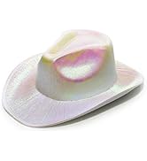 SoJourner Bags Neon Sparkly Glitter Space Cowboy Hat - Fun Metallic Holographic Party Disco Cowgi...