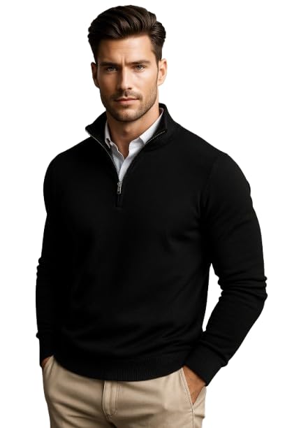 Men Woolen High Neck Half Zip Full Sleeve Knitted Sweater for winterwear-image-44