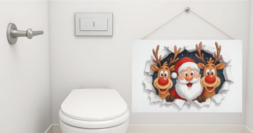 2-pack Vintage Country Style Santa Claus, Reindeer, and Holiday Themed Metal Tin Signs - Size: 12 x 8 inches, suitable for home decoration in living rooms, kitchens, bars, cafes, etc., and also makes a great gift. — view 5