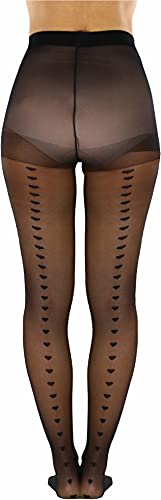 Image of ToBeInStyle Women's Valentine Day Themed Opaque Sheer Pantyhose w /Heart Love