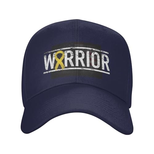 Childhood Cancer Warrior Awareness Ribbon Fashionable Casquette Hat Breathable Adjustable Strap for Comfort Style Navy Blue2