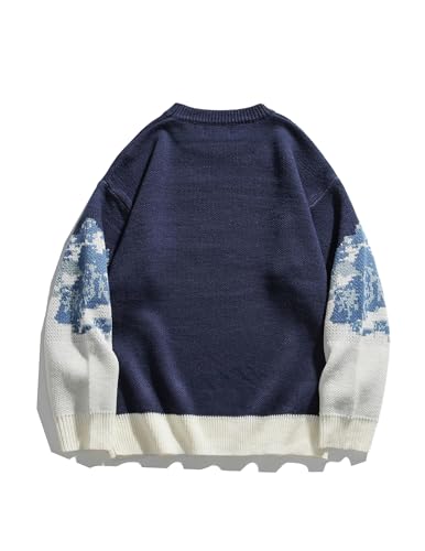 Image of Vamtac Mens Oversized Sweater Vintage Graphic Pullover Crewneck Knit Jumper Y2K Unisex Streetwear 2026 Fall Tops
