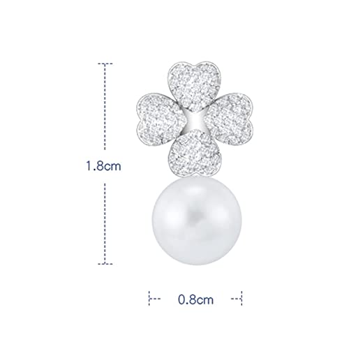 WXKAGF Gioielli di Moda Donna Orecchini Eleganti di Lusso Intarsiati Zirconi Fortunati Quadrifoglio Orecchini con Perle d'Acqua Dolce Orecchini Pendenti Gioielli Orecchini di Fascia Alta